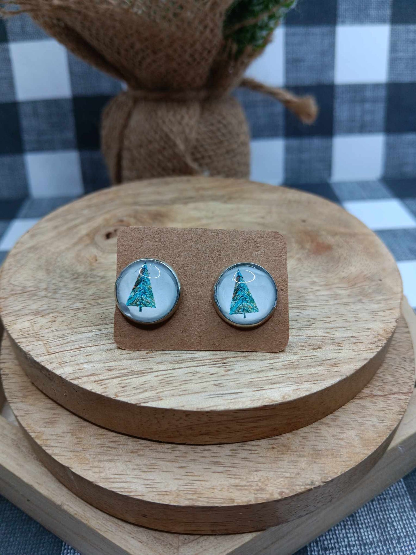 Green Christmas Tree Earrings