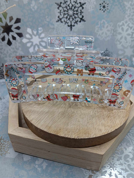 Clear Christmas Hair Claw Clip