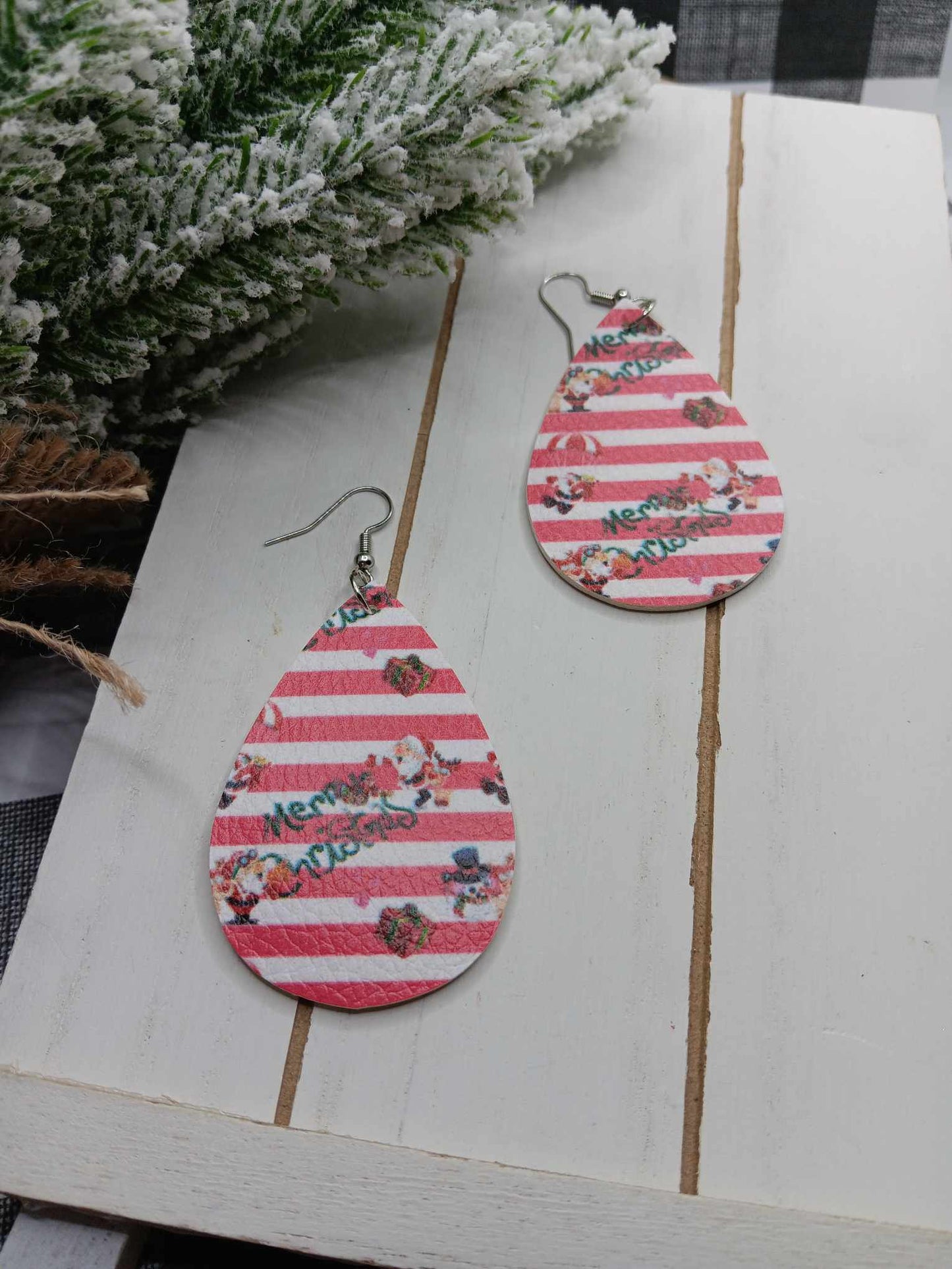 Merry Christmas Striped Earrings