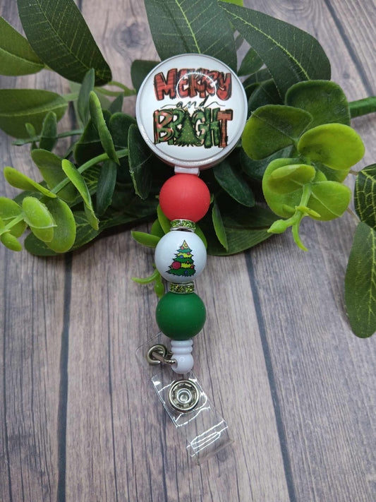 Merry & Bright Beaded Badge Reel
