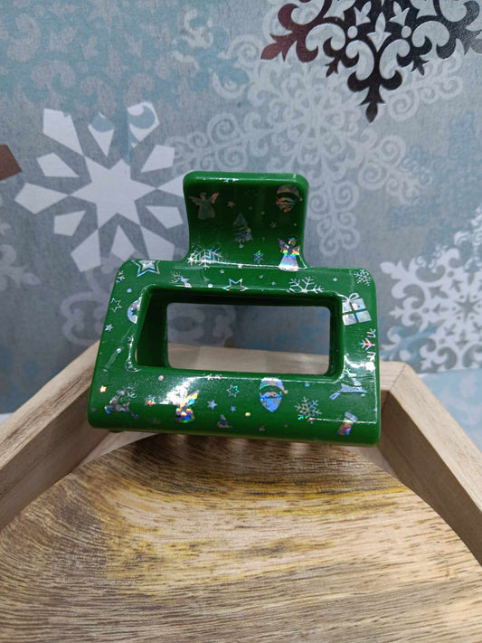 Smaller Green Christmas Hair Claw Clip