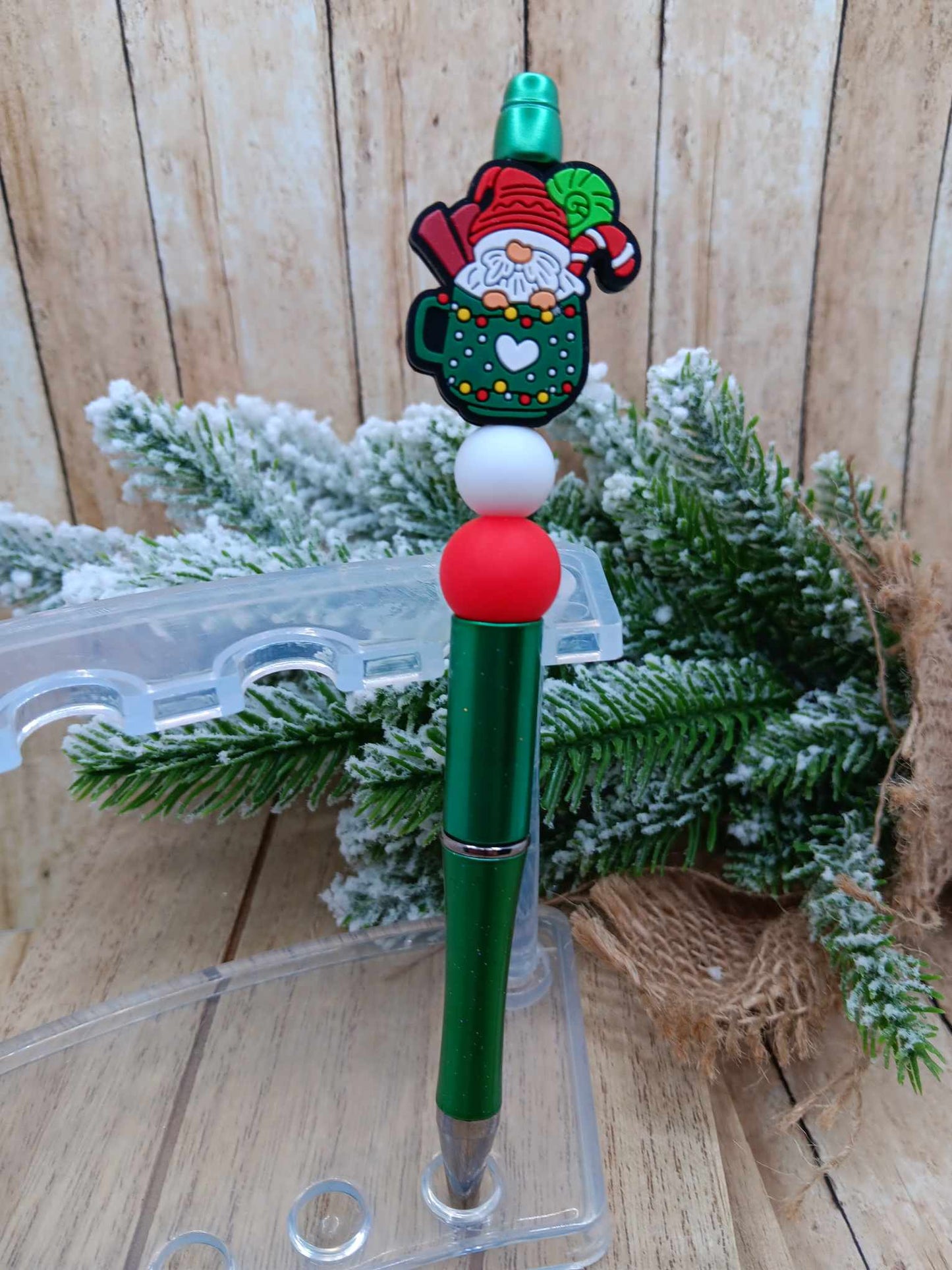 Christmas Gnome Beaded Ink Pen