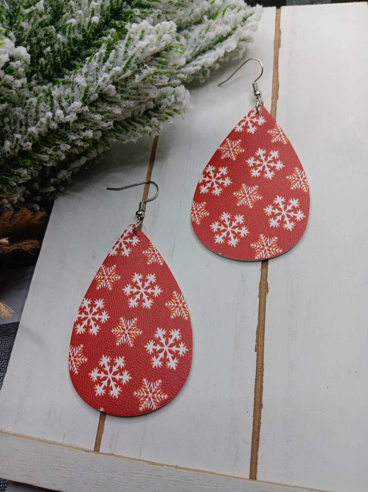 Red Snowflake Earrings