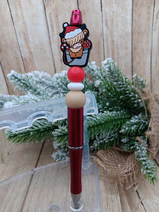Christmas Cow Beaded Ink Pen