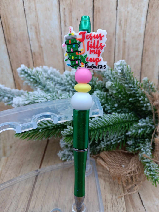 Jesus Fills my Cup Christmas Beaded Ink Pen