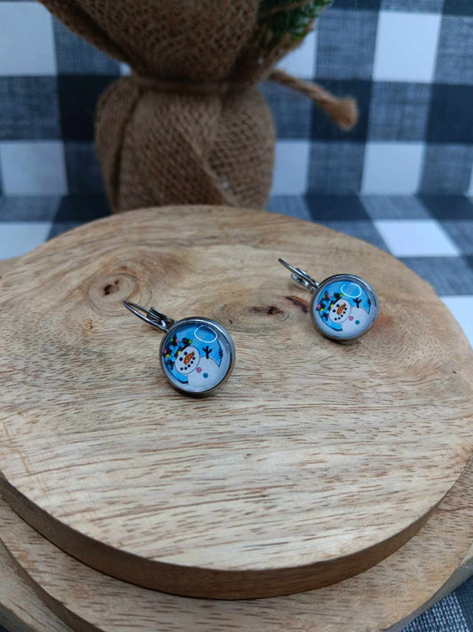 Snowman Earrings - Hoop Style