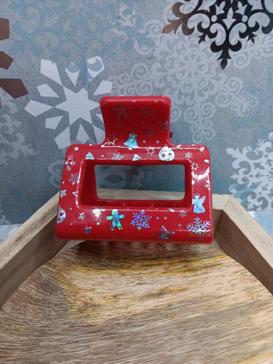 Smaller Red Christmas Hair Claw Clip