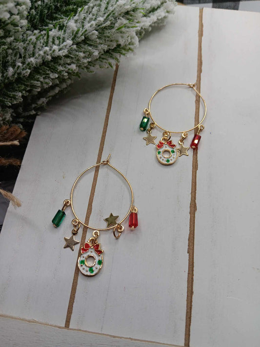 Christmas Dangle Hoop Earrings