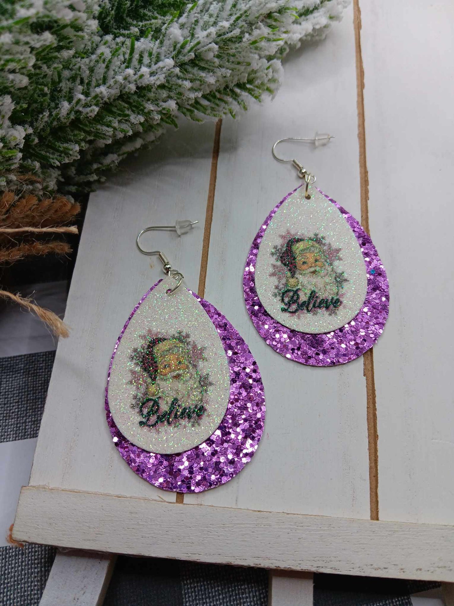 Purple Santa Earrings