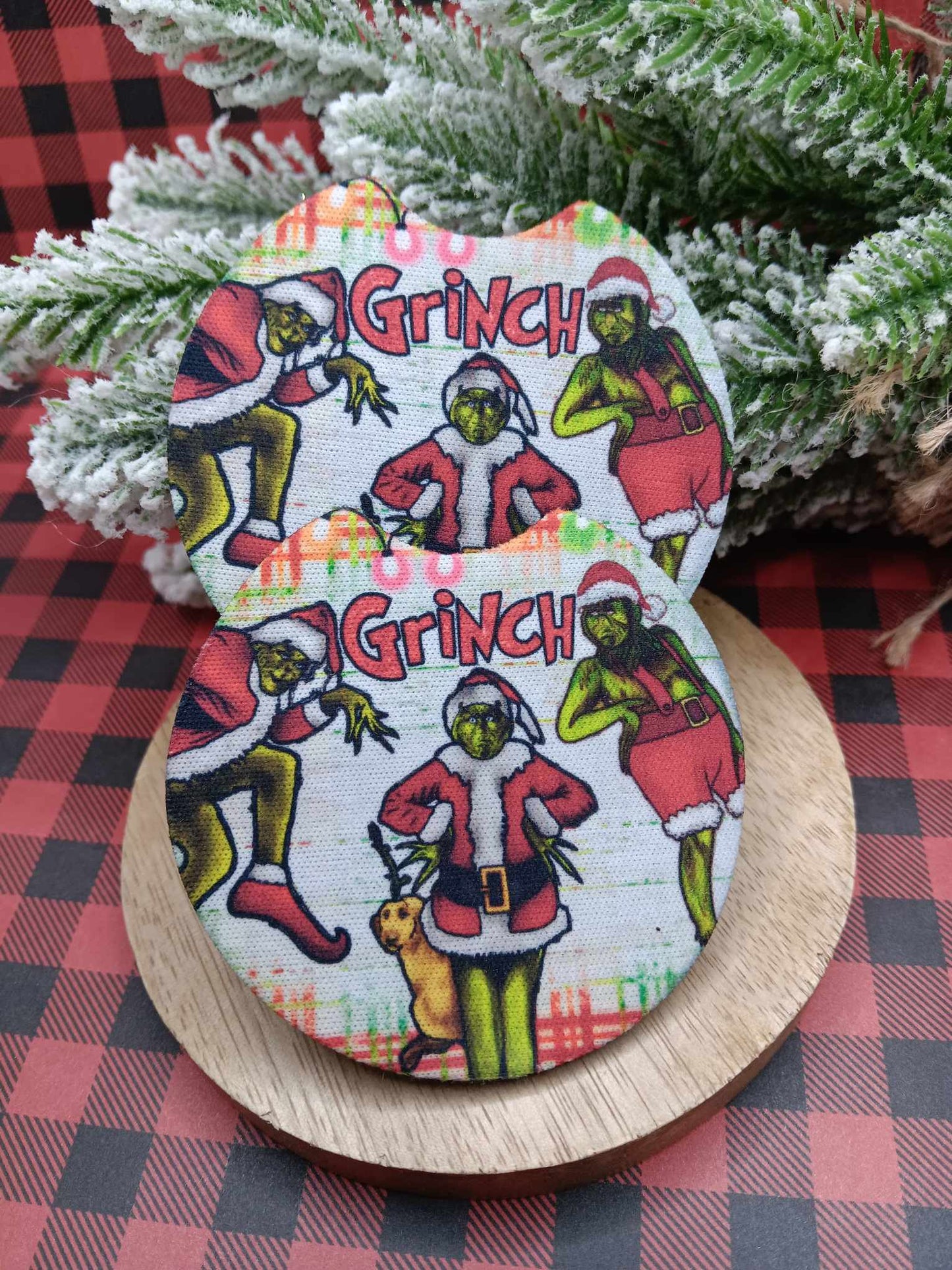 Green Christmas Man Car Coaster Set