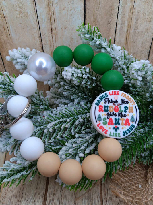 Dance like Frosty Shine like Rudolph Give like Santa Love like Jesus Beaded Wristlet