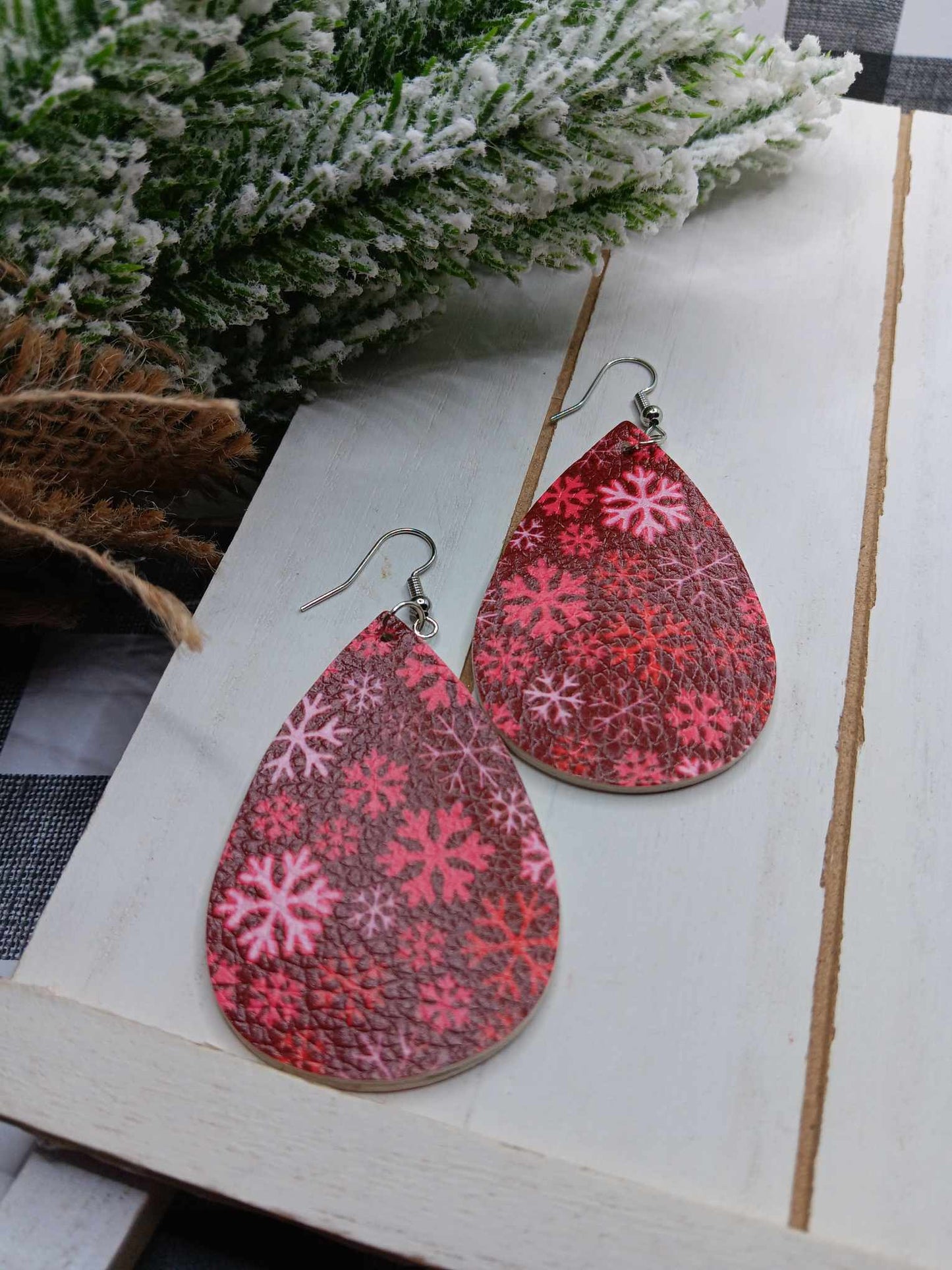 Red Snowflake Earrings
