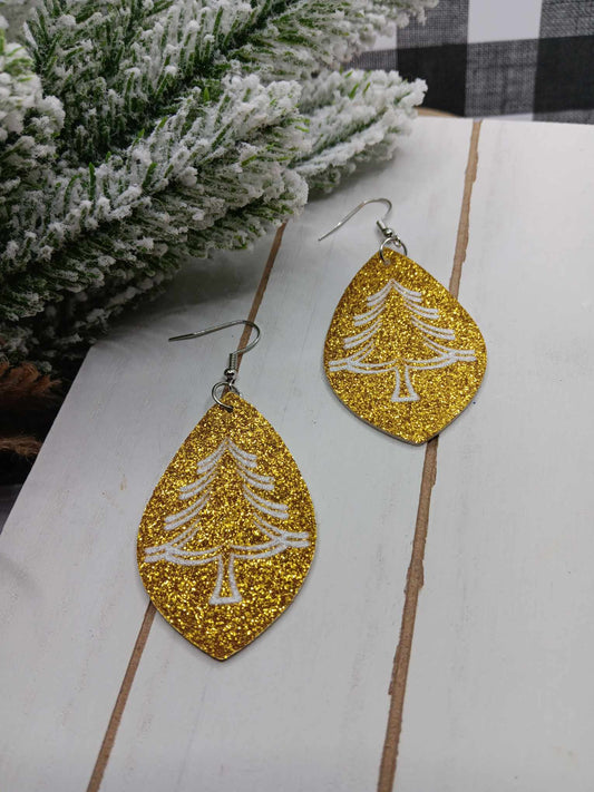 Gold Christmas Tree Earrings