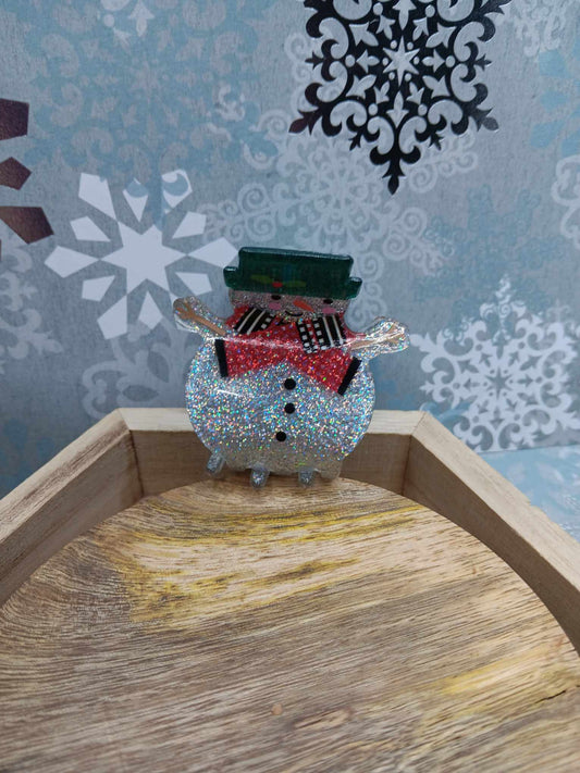 Glitter Snowman Hair Claw Clip