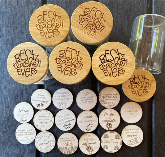 Best Teacher Ever Themed Glass Jar