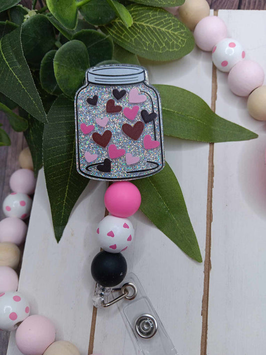 Jar of Hearts Beaded Badge Reel