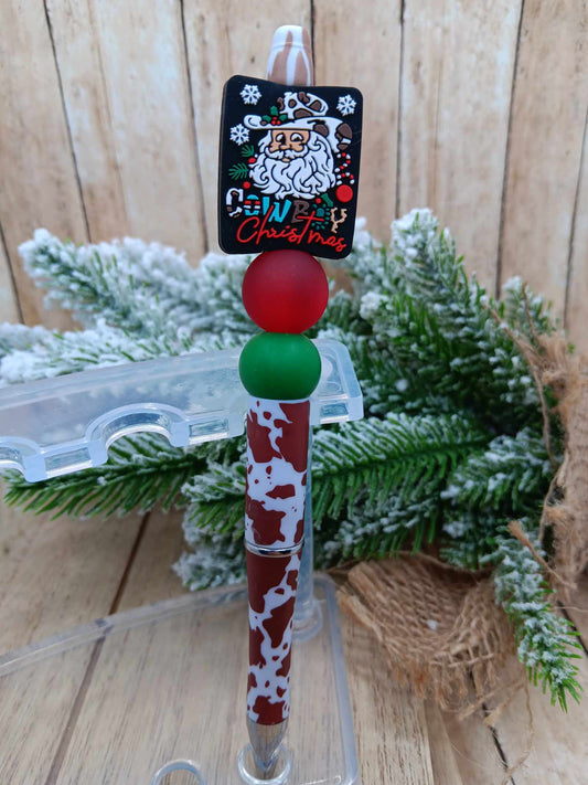 Cowboy Christmas Beaded Ink Pen