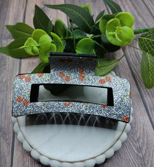 Glitter Cherry Hair Claw Clip