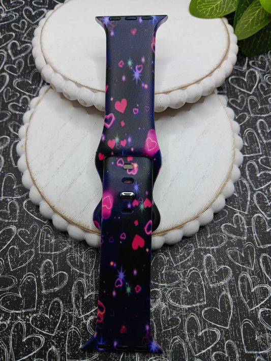 Black & Pink Hearts Watch Band - 38/40/41