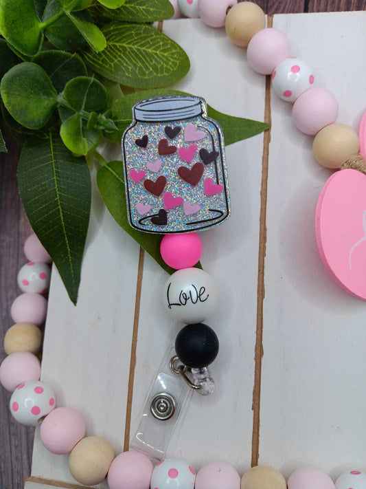 Jar of Hearts Beaded Badge Reel