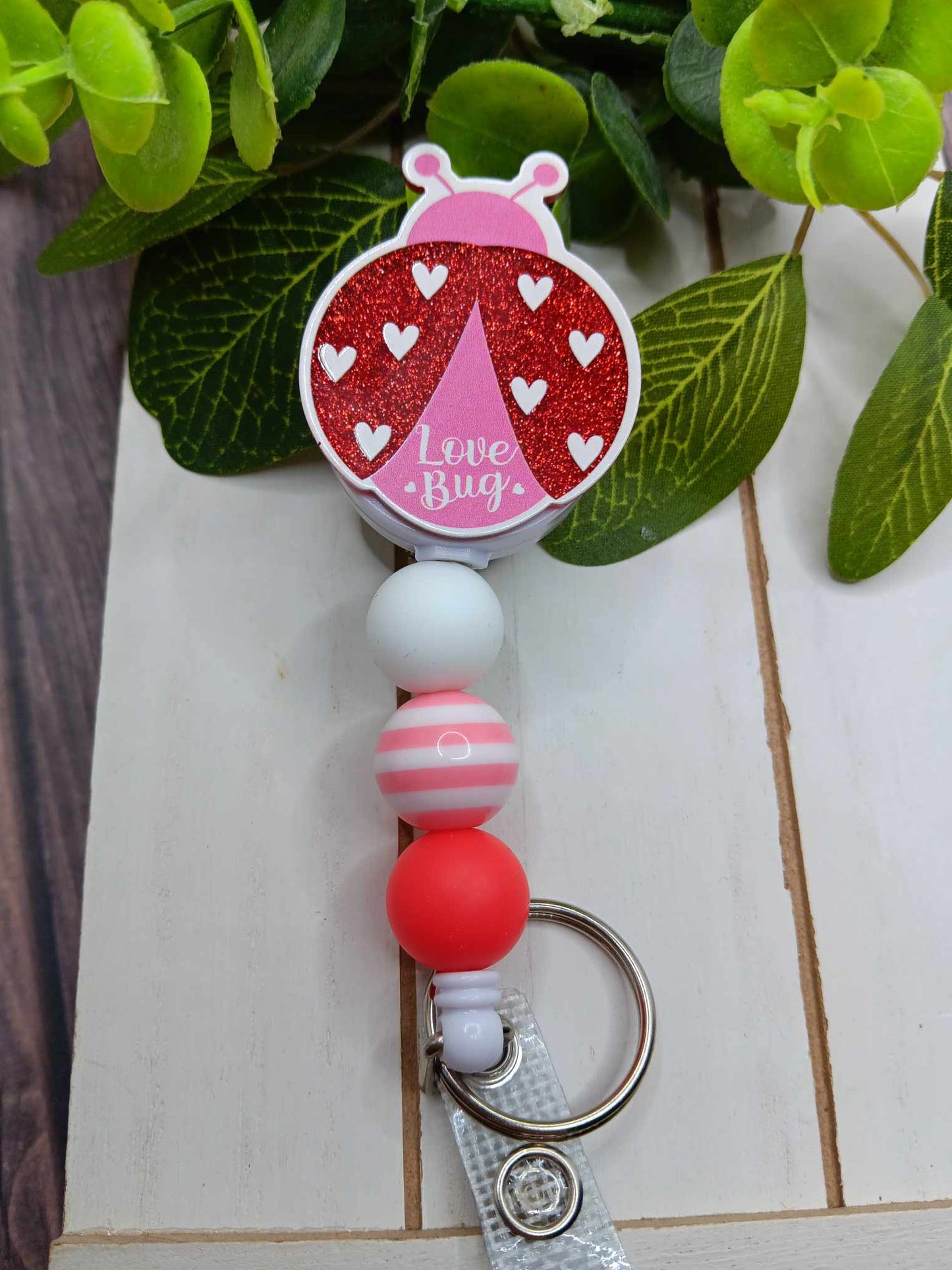 Love Bug Beaded Badge Reel