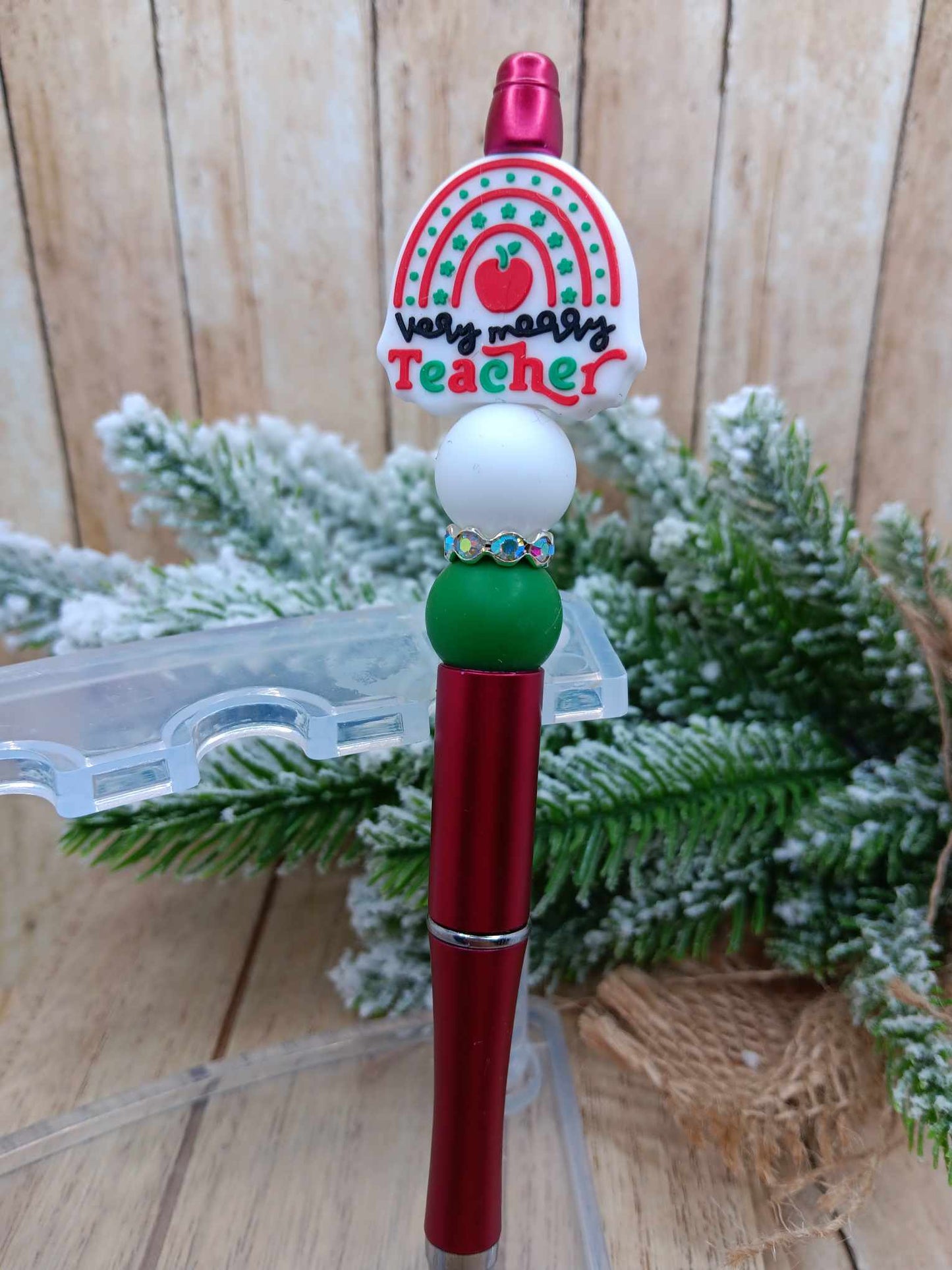 Very Merry Teacher Beaded Ink Pen