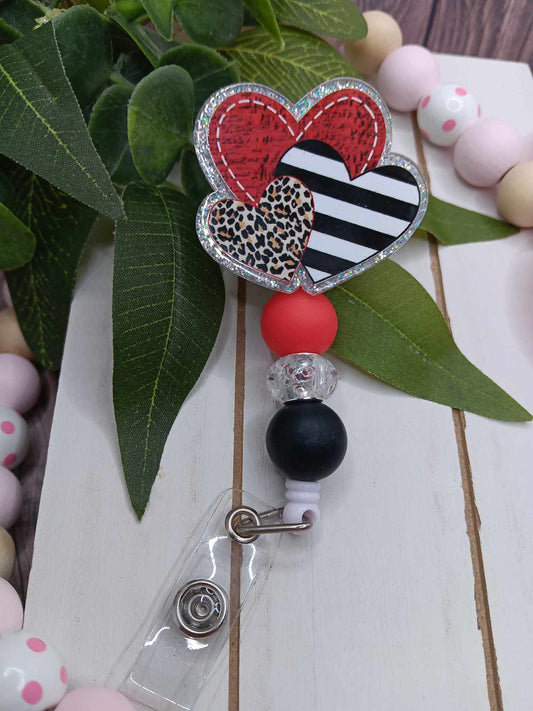 Heart Beaded Badge Reel