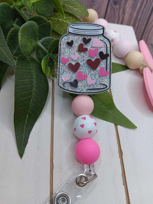 Jar of Hearts Beaded Badge Reel