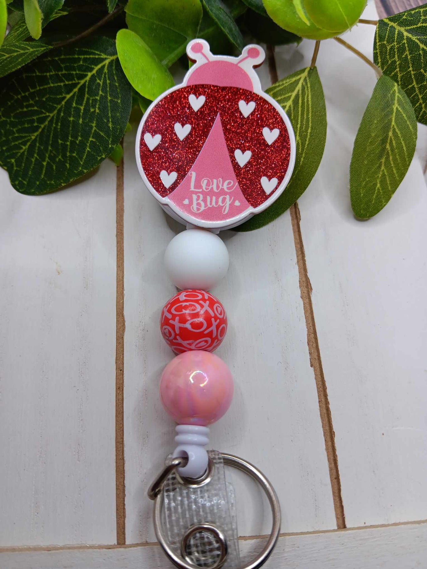 Love Bug Beaded Badge Reel