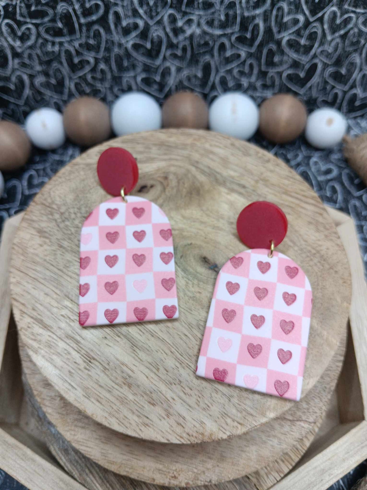 Pink Heart Clay Style Earrings