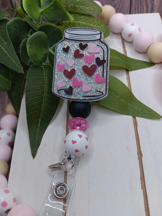 Jar of Hearts Beaded Badge Reel