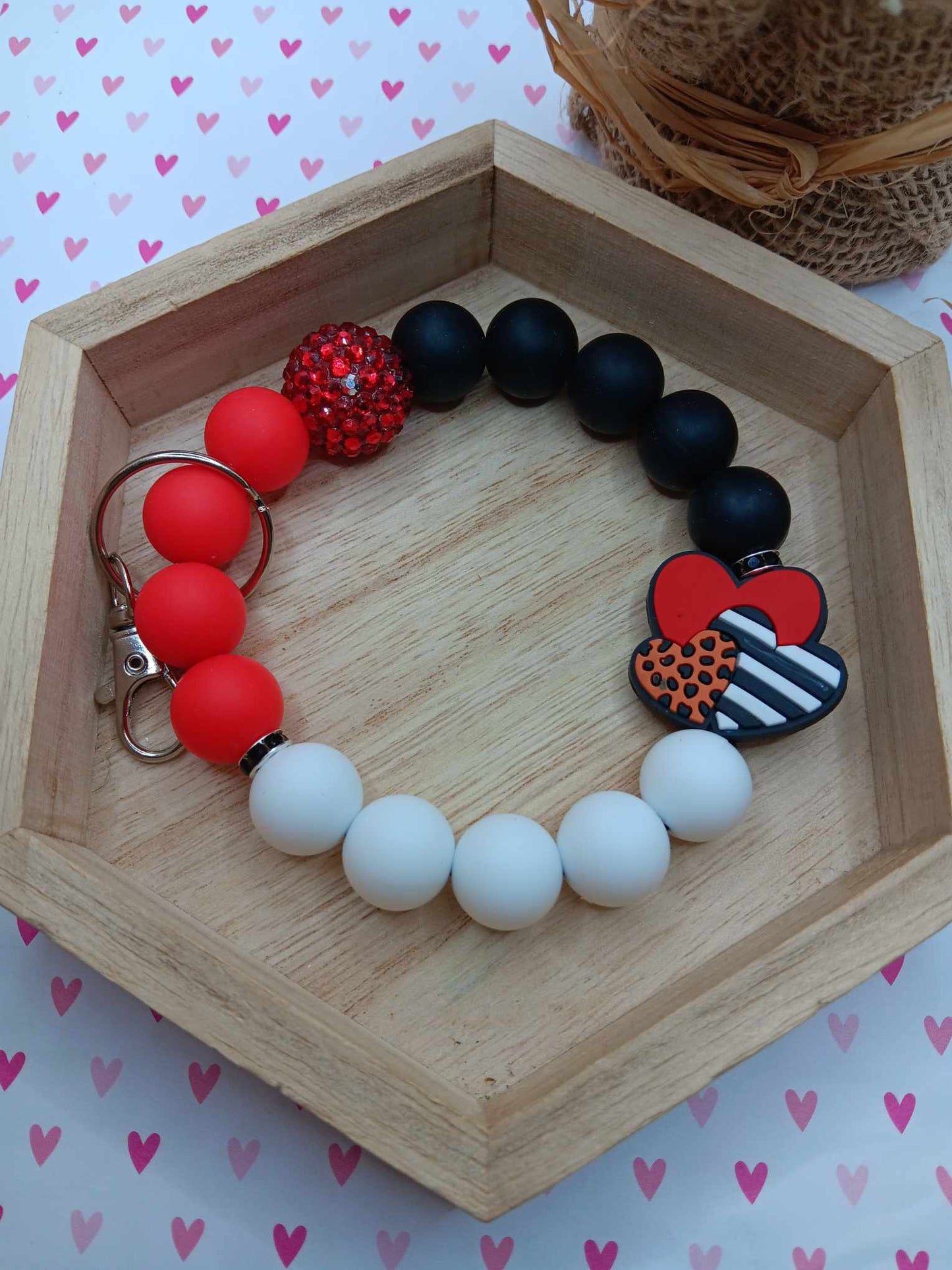 Heart & Leopard Wristlet - Red