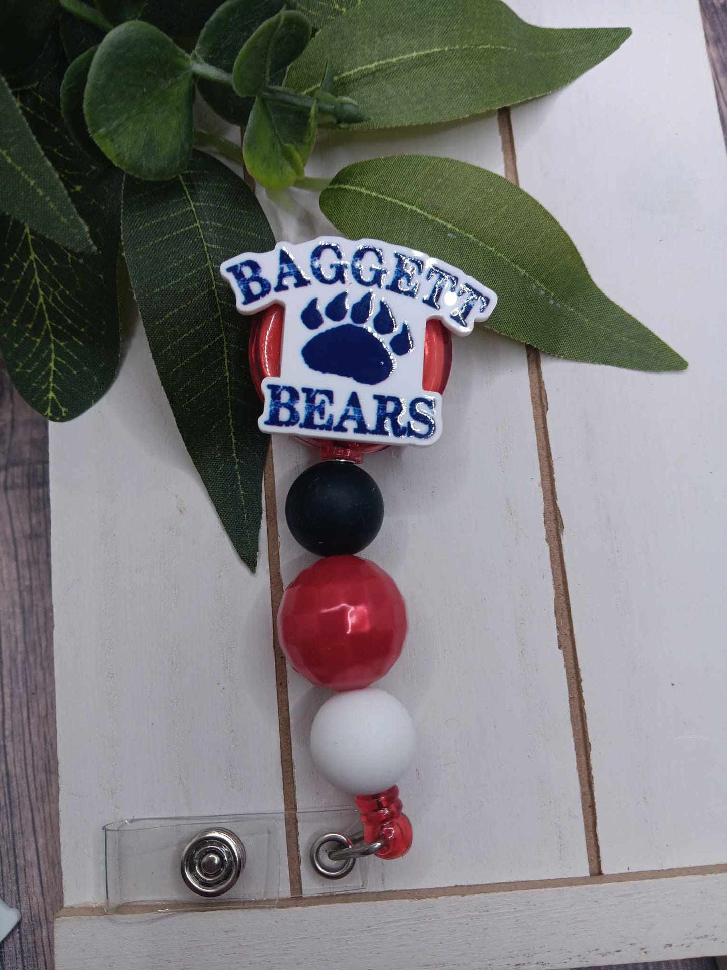 Baggett Bears Beaded Badge Reel