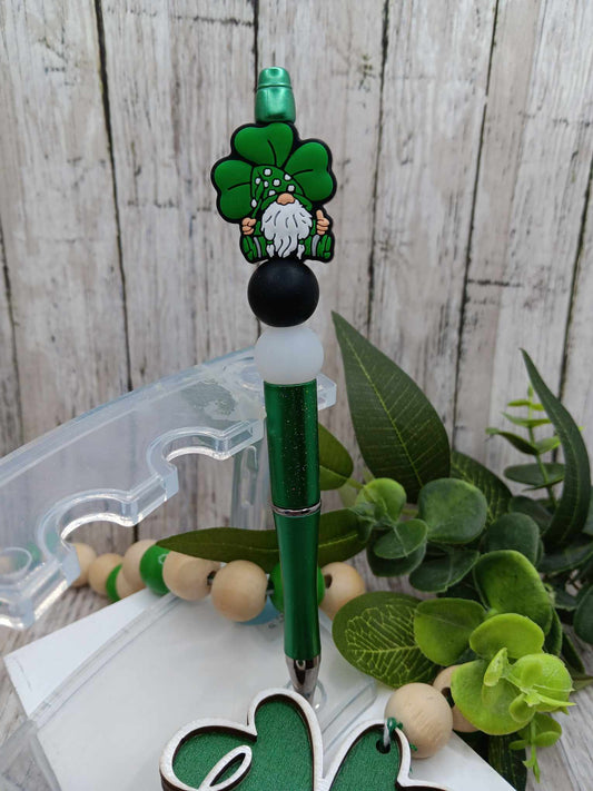St. Patrick's Day Gnome Beaded Ink Pen