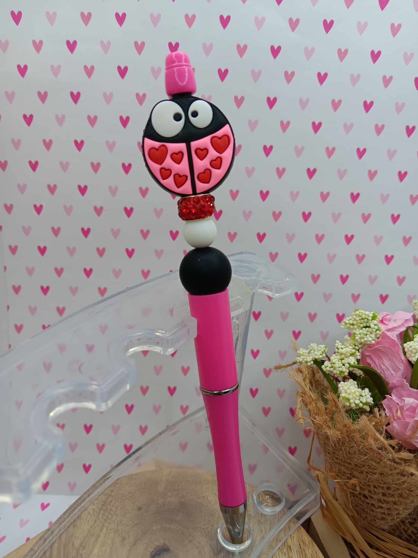 Ladybug Beaded Ink Pen