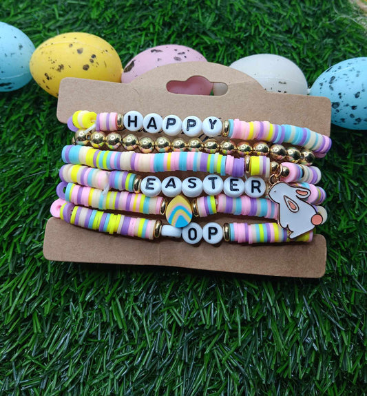 Easter Clay Beaded Bracelet Set