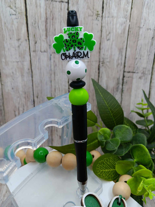 Lucky Charm Shamrock Beaded Ink Pen