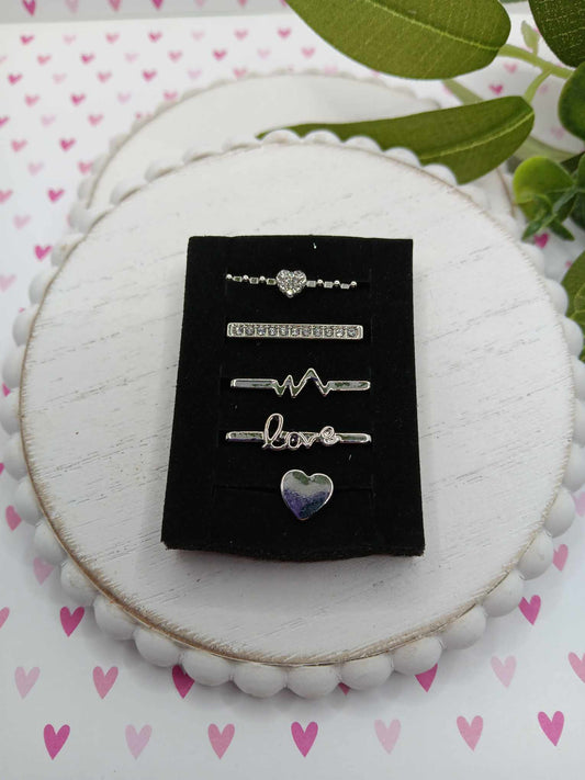Hearts & Love Watch Accessory Set - Silver