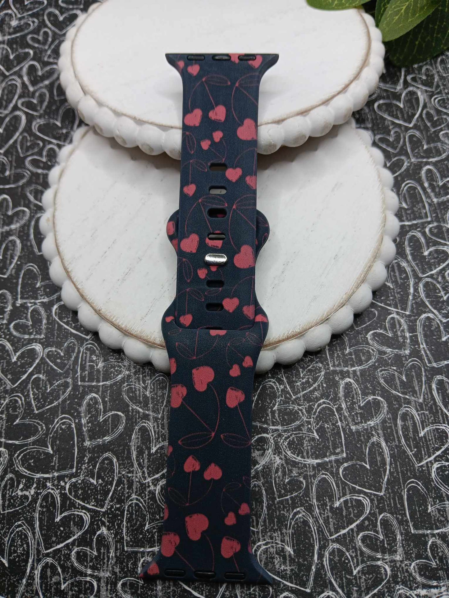 Balck & Pink Hearts & Love Watch Band - fits 38/40/41