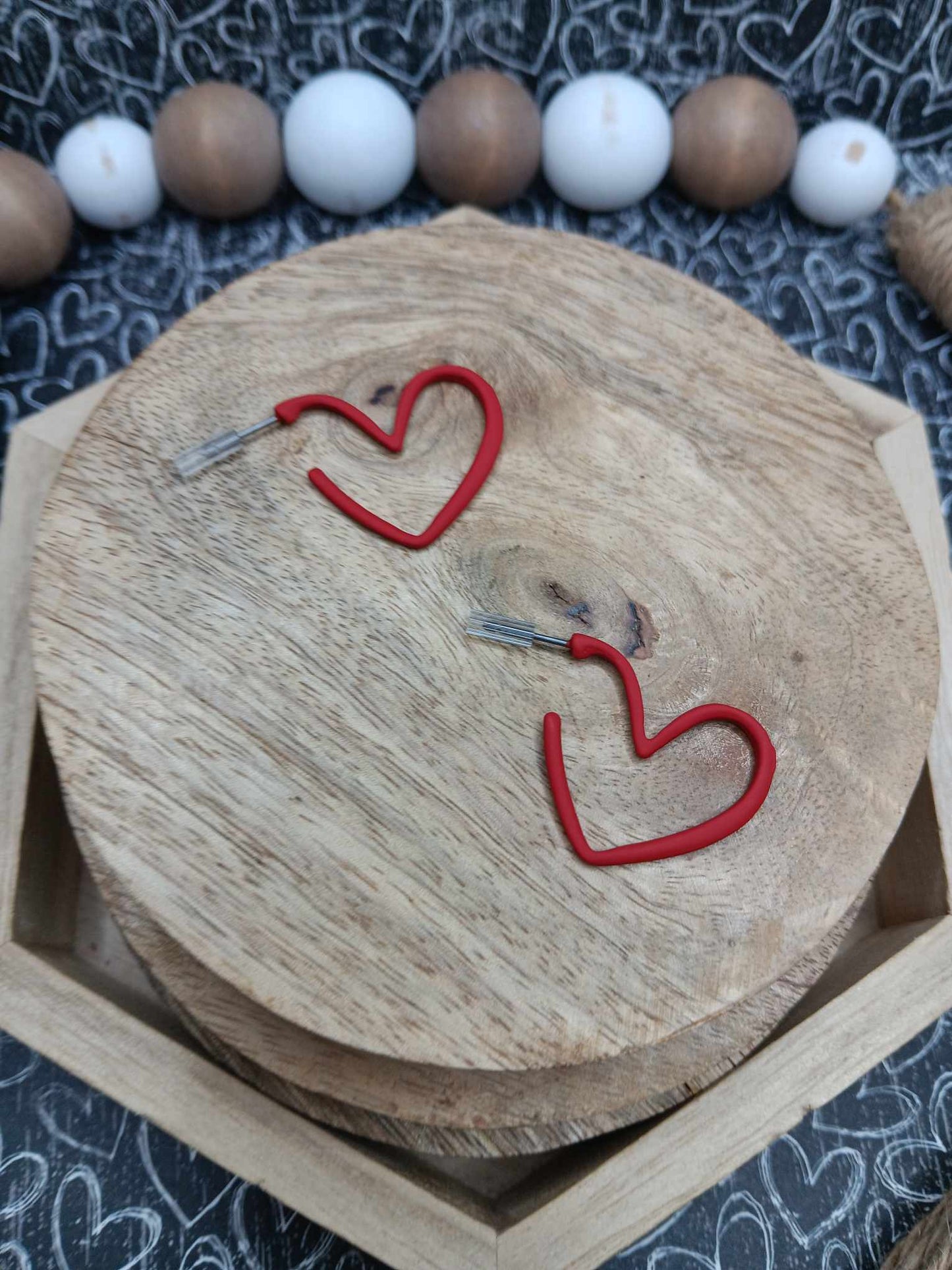Red Heart Hoop Style Earrings