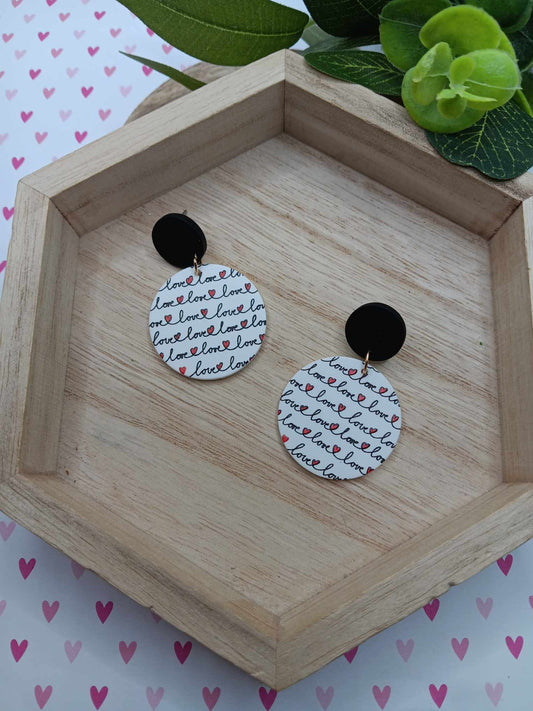 Black & White LOVE Clay Style Earrings