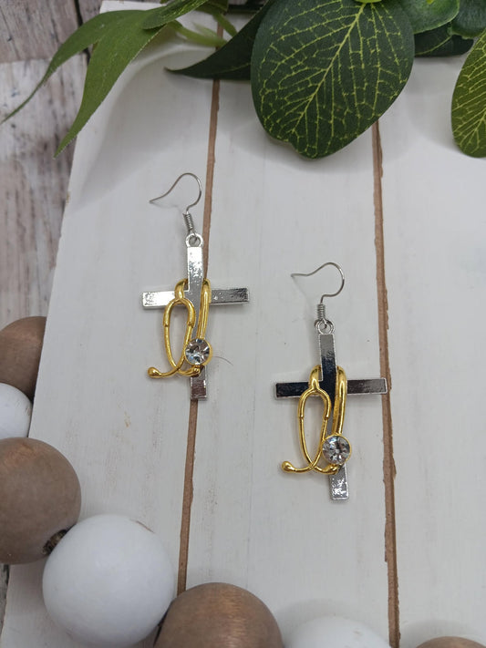 Cross Stethoscope Earrings