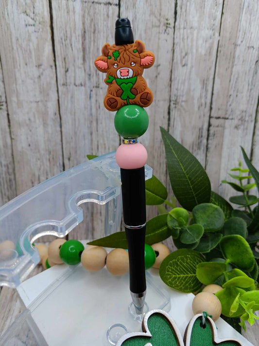 St. Patrick's Day Cow Beaded Ink Pen
