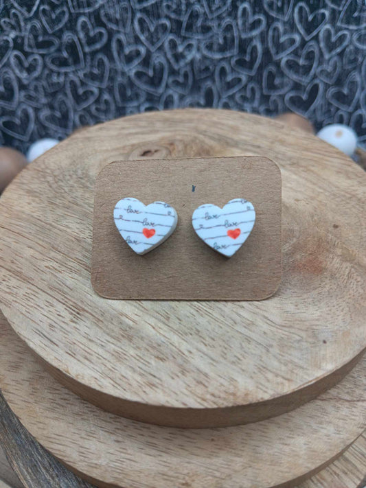 White LOVE Earrings