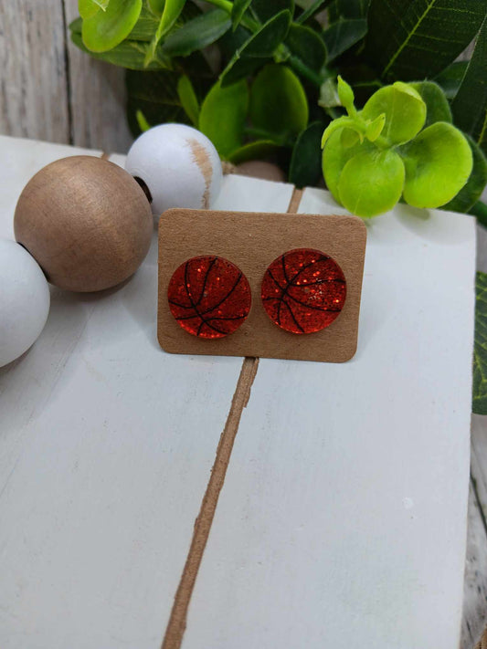 Basketball Glitter Earrings