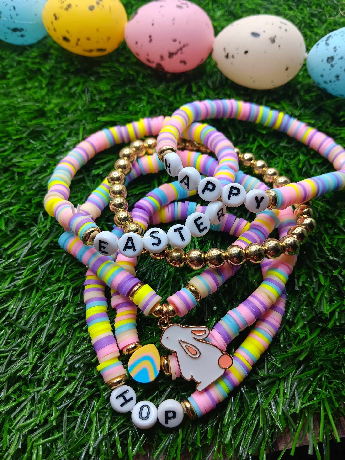 Easter Clay Beaded Bracelet Set