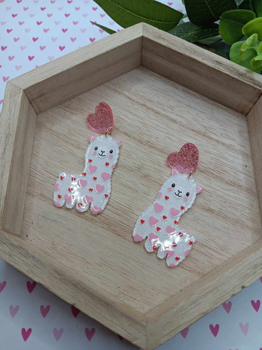 Hearts & Love Llama Earrings