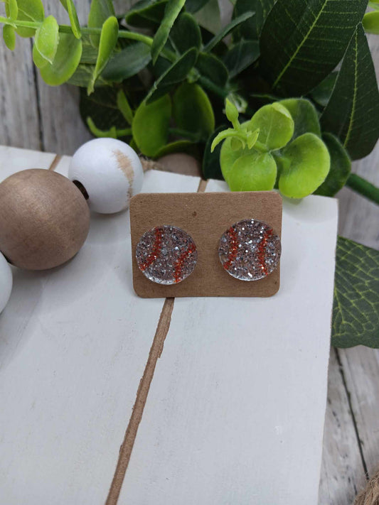 Baseball Glitter Earrings
