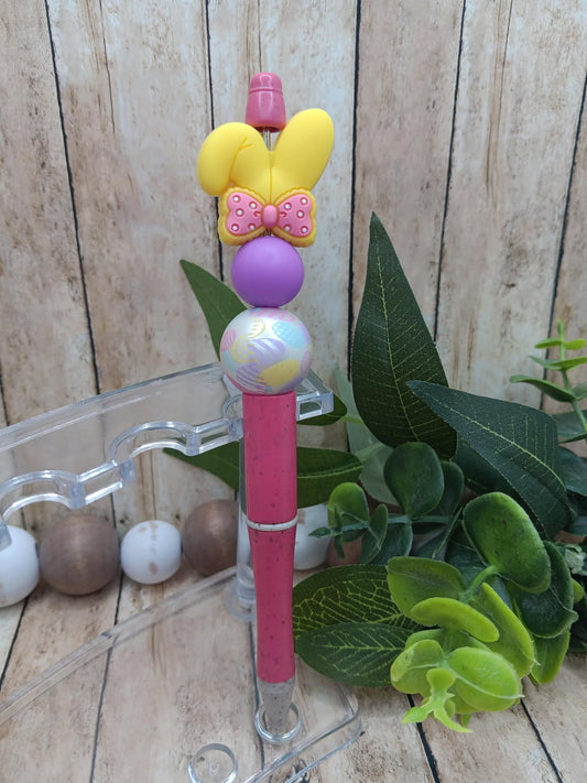Yellow Easter Bunny Beaded Ink Pen