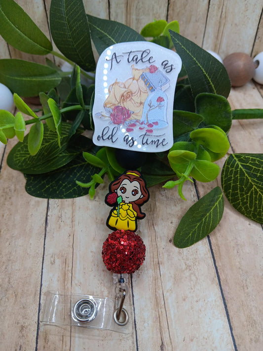 A Tale as Old as Time Beaded Badge Reel